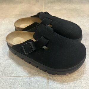 Birkenstock Black Suede Mules